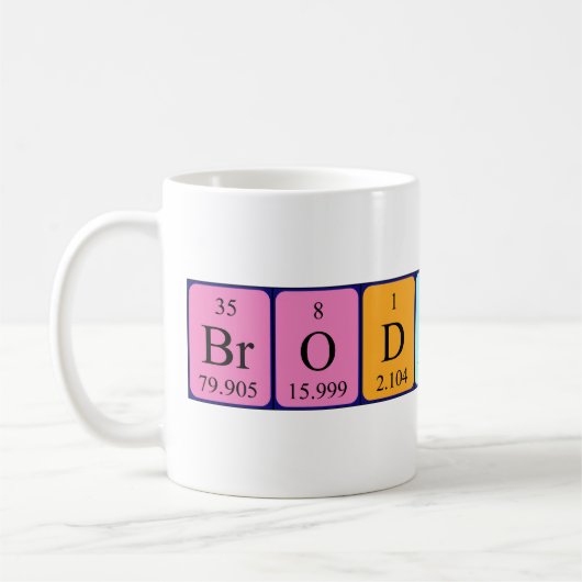 Broderick Periodenname Tasse (Links)