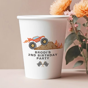 BRODI Rotes Monster Truck Jungen Geburtstag Pappbecher