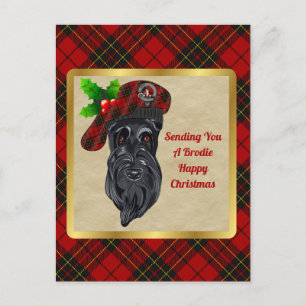Brodie Clan Abzeichen & Tartan Christmas Postkarte