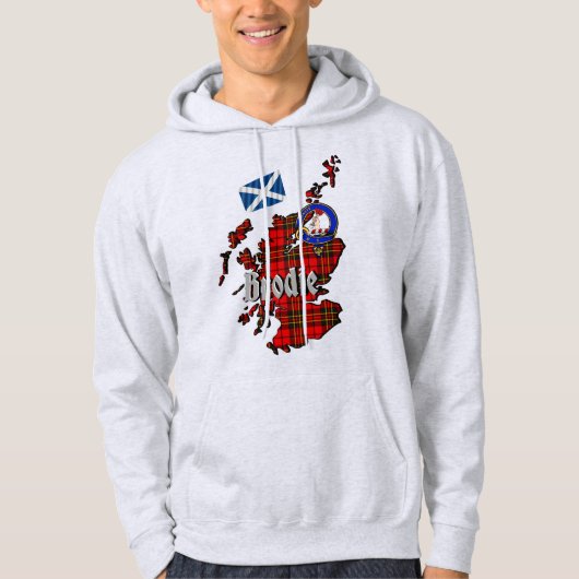 Brodie Clan Abzeichen und Tartan Adult Hoodie (Vorderseite)