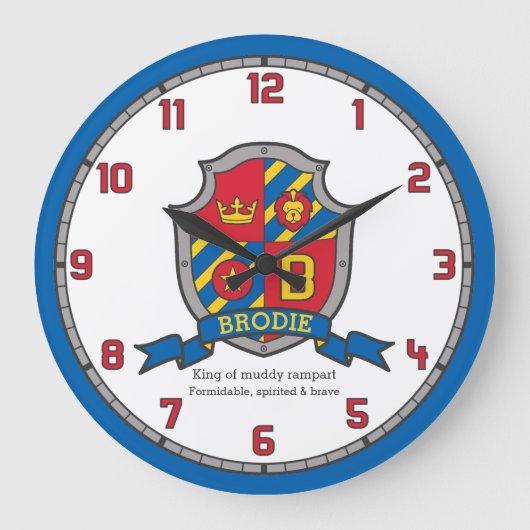 Brodie Name bedeutet heraldry Shield Letter B Löwe Große Wanduhr (Vorderseite)