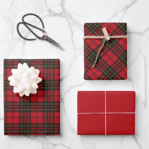 Brodie Red Modern Original Scottish Tartan Geschenkpapier Set