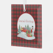 Brodie Red Modern Original Scottish Tartan Ornament Aus Glas (Vorderseite links)
