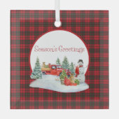 Brodie Red Modern Original Scottish Tartan Ornament Aus Glas (Vorderseite)