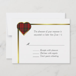 Brodie Tartan Kariert Heart Wedding RSVP Card