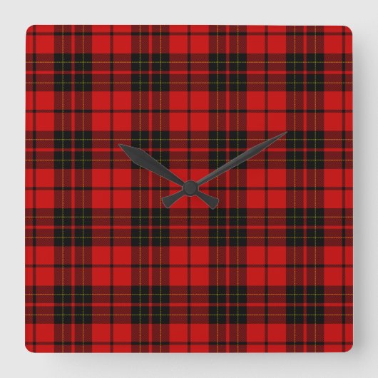 Brodie tartan red black plaid quadratische wanduhr (Vorderseite)