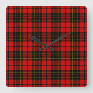 Brodie tartan red black plaid quadratische wanduhr