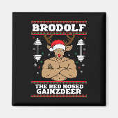 Brodolf Funny Christmas Buff Reindeer Gym Bodybuil Magnet (Vorne)