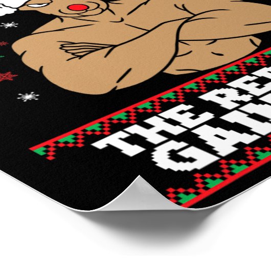 Brodolf Funny Christmas Buff Reindeer Gym Bodybuil Poster (Ecke)