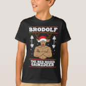 Brodolf Funny Christmas Buff Reindeer Gym Bodybuil T-Shirt (Vorderseite)