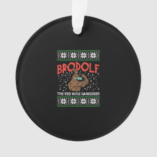 Brodolf in Maske Muskel Workout Gym Ugly Xmas Ornament