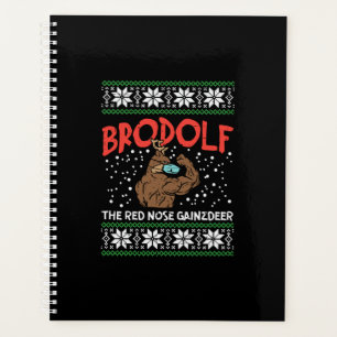 Brodolf in Maske Muskel Workout Gym Ugly Xmas Planer