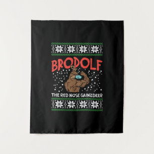 Brodolf in Maske Muskel Workout Gym Ugly Xmas Wandteppich