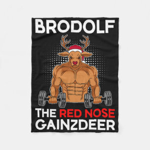 Brodolf The Red Nose Gainzdeer Christmas Bodybuild Fleecedecke