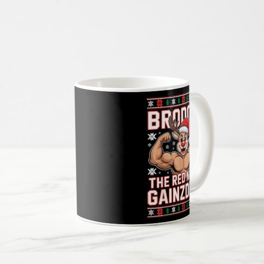 Brodolf The Red Nosed Gainzdeer Funny Xmas Gym Out Kaffeetasse (VorderseiteRechts)