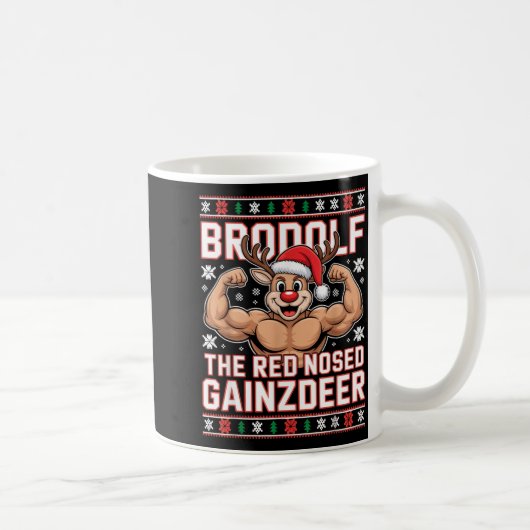 Brodolf The Red Nosed Gainzdeer Funny Xmas Gym Out Kaffeetasse (Rechts)