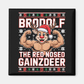 Brodolf The Red Nosed Gainzdeer Funny Xmas Gym Out Magnet (Vorne)