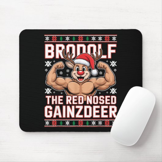 Brodolf The Red Nosed Gainzdeer Funny Xmas Gym Out Mousepad (Mit Mouse)