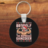 Brodolf The Red Nosed Gainzdeer Funny Xmas Gym Out Schlüsselanhänger (Vorderseite)