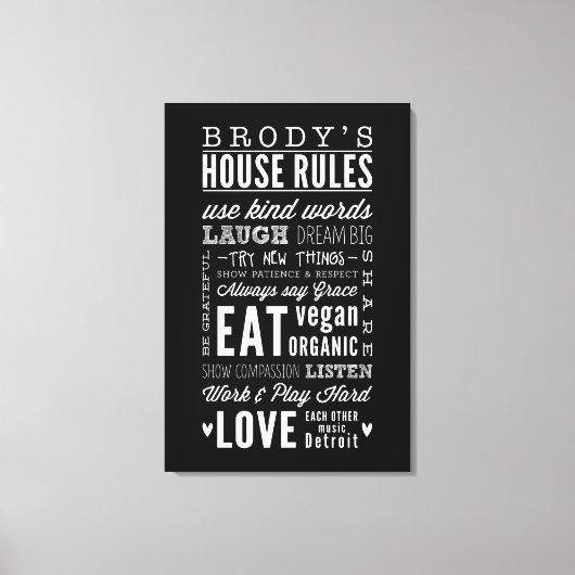 BRODY - INDIVIDUELLE NAME HOUSE RULES - Moderne Ty Leinwanddruck (Vorderseite)