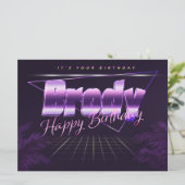 Brody Name Vorname lila retro Karte Geburtstag (Stehend Vorderseite)