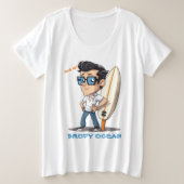 Brody Ocean Wavecrest Große Größe T-Shirt (Design vorne)