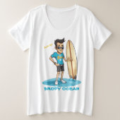 Brody Ocean Wavecrest Große Größe T-Shirt (Design vorne)