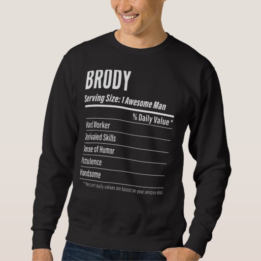 Brody Serving Size Nutrition Label Kalorien Sweatshirt (Vorderseite)