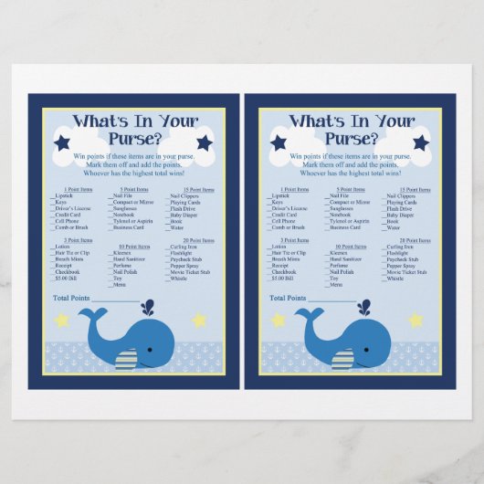 Brody Whale Nautical Baby Shower Purgame (Vorderseite)