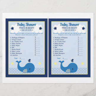 Brody Whale Nautical Price Game Baby Dusche
