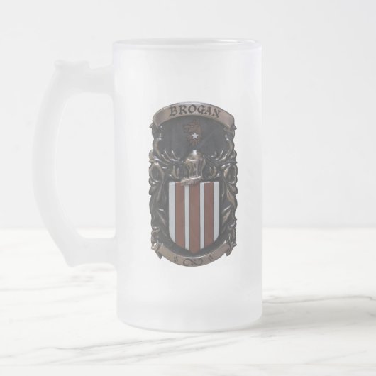Brogan-Wappen-Tasse Mattglas Bierglas (Links)