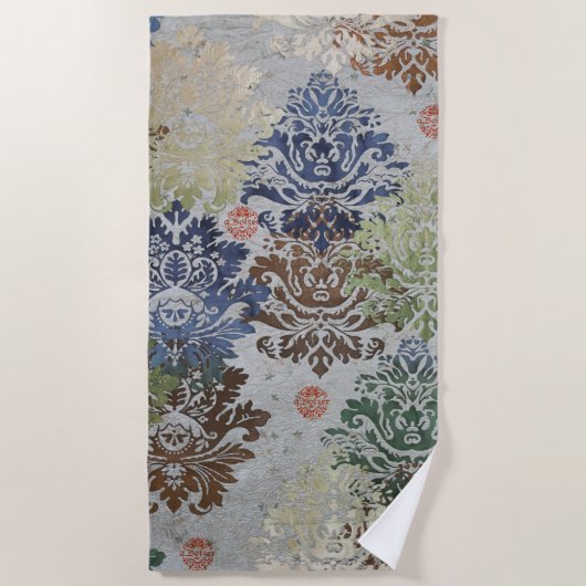 Brokatmuster aus einer Stoffkollage Strandtuch (Vorderseite)