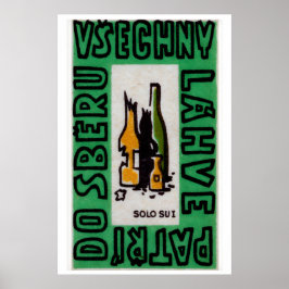 Broken Alcohol Bottles - Matchbox Print - Czech Poster