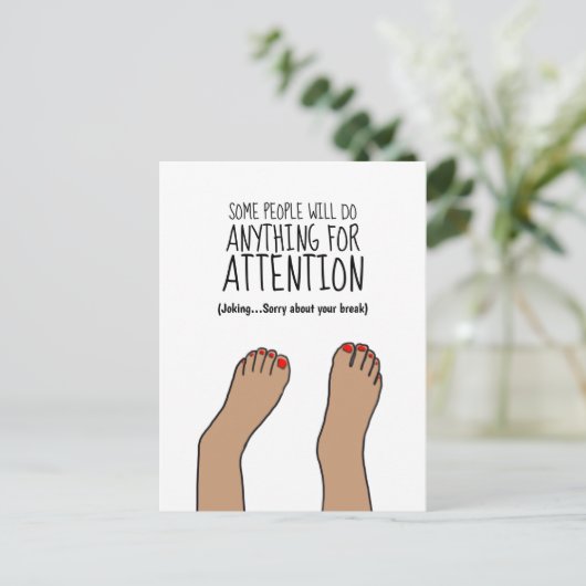 Broken Ankle Funny Postkarte (Stehend Vorderseite)