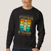 Broken Arm Cast Joke Retro Stuntman in Training Sweatshirt (Vorderseite)