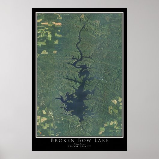 Broken Bow Lake Oklahoma Satelliten-Poster-Karte Poster (Vorne)