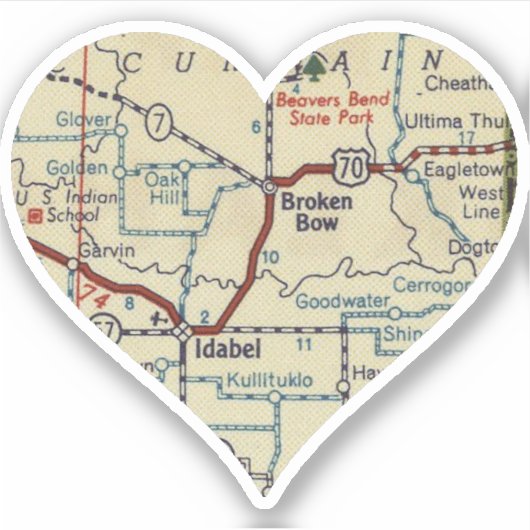 Broken Bow Oklahoma Aufkleber (Vorderseite)