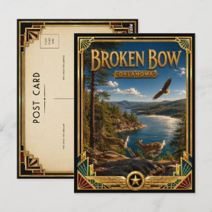 Broken Bow Oklahoma Vintage Art Deco Golden Age Postkarte