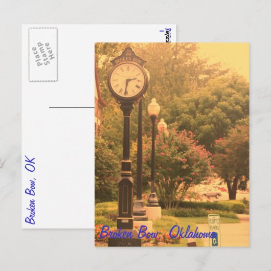 Broken Bow's Library Clock Postkarte (Vorne/Hinten)