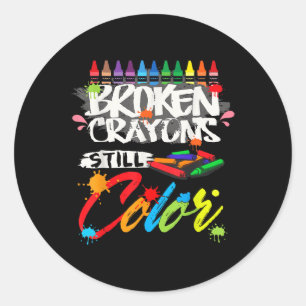 Broken Crayons Still Color Shirt Mental Health Awa Runder Aufkleber