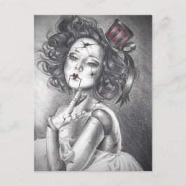 Broken Doll Postcard Creepy Doll Carnival Doll Postkarte