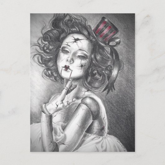 Broken Doll Postcard Creepy Doll Carnival Doll Postkarte (Vorderseite)