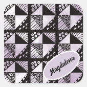 Broken Geschirrs Patchwork Quilt-Muster Quadratischer Aufkleber (Vorderseite)