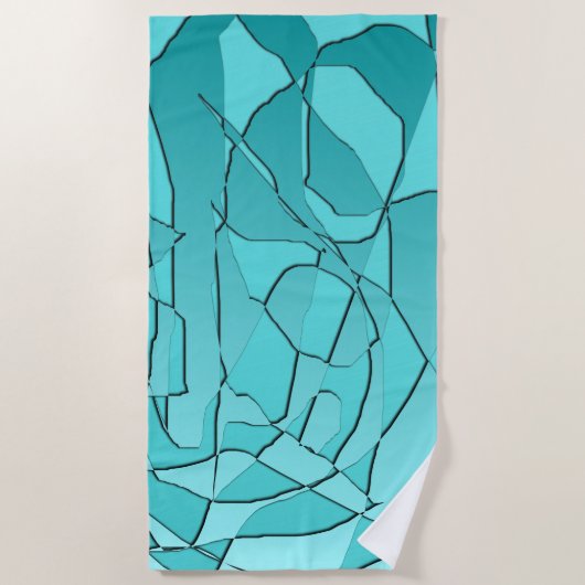 Broken Glass Aquamarin Strandtuch (Vorderseite)