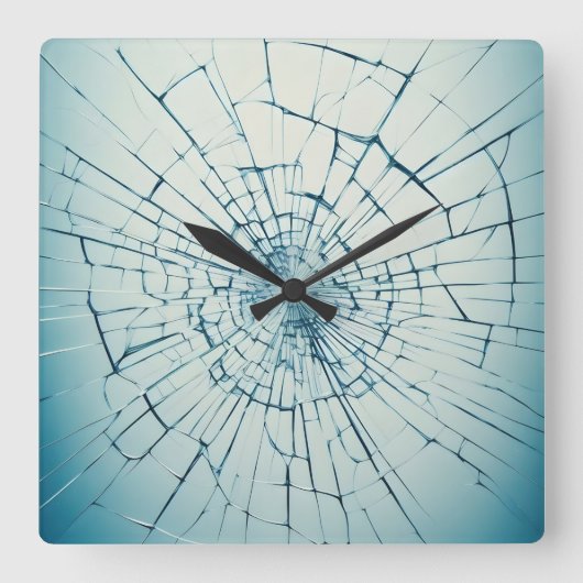 broken glass, cracked quadratische wanduhr (Vorderseite)