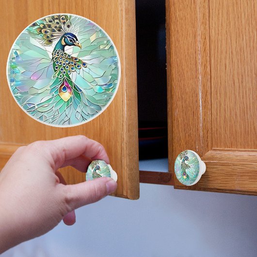 Broken Glass Peacock Keramikknauf