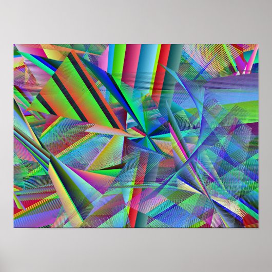 Broken Glass Ruptured Mirror Line Art Poster (Vorne)