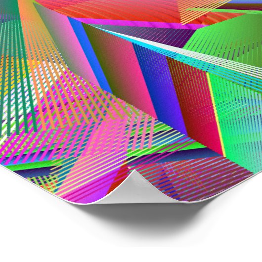 Broken Glass Shattered Crystal Line Art Poster (Ecke)