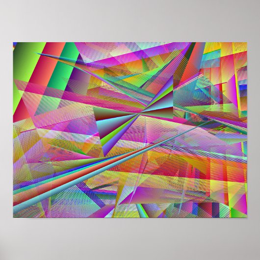 Broken Glass Shattered Mirror Line Art Poster (Vorne)