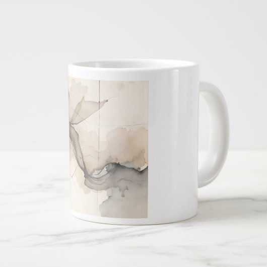 "Broken Grid" Japandi Linen Pattern | Faded Wabi-S Jumbo-Tasse (Vorderseite Rechts)